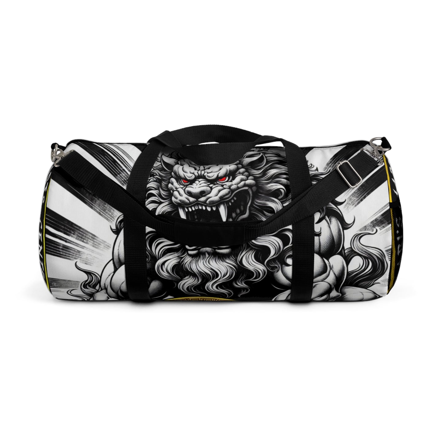 Red Eyed Shisa Duffel Bag | Gym Travel Bag, Weekender Tote, Unique Gift, Stylish Luggage, Carry-On Bag