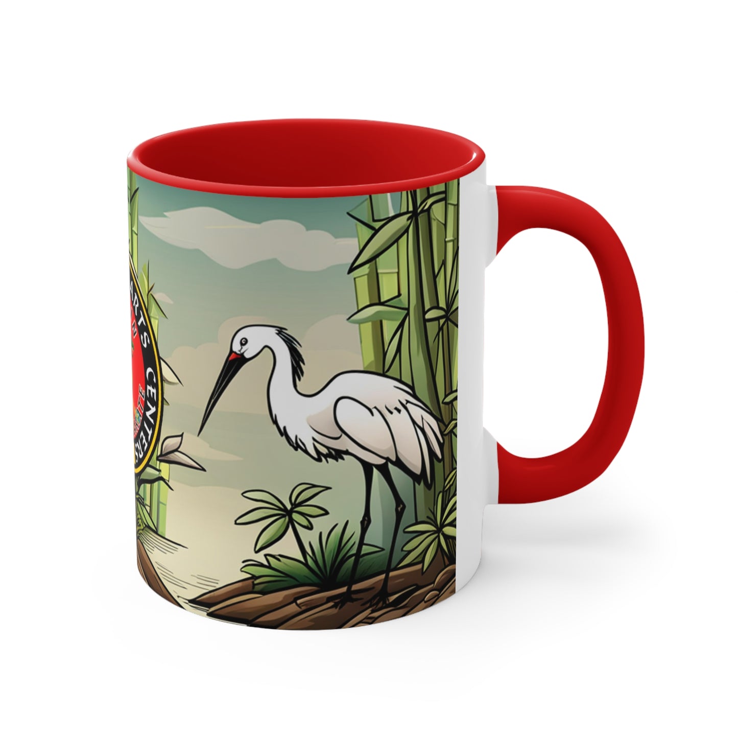 Crane in Bamboo Forest Accent Coffee Mug, 11oz