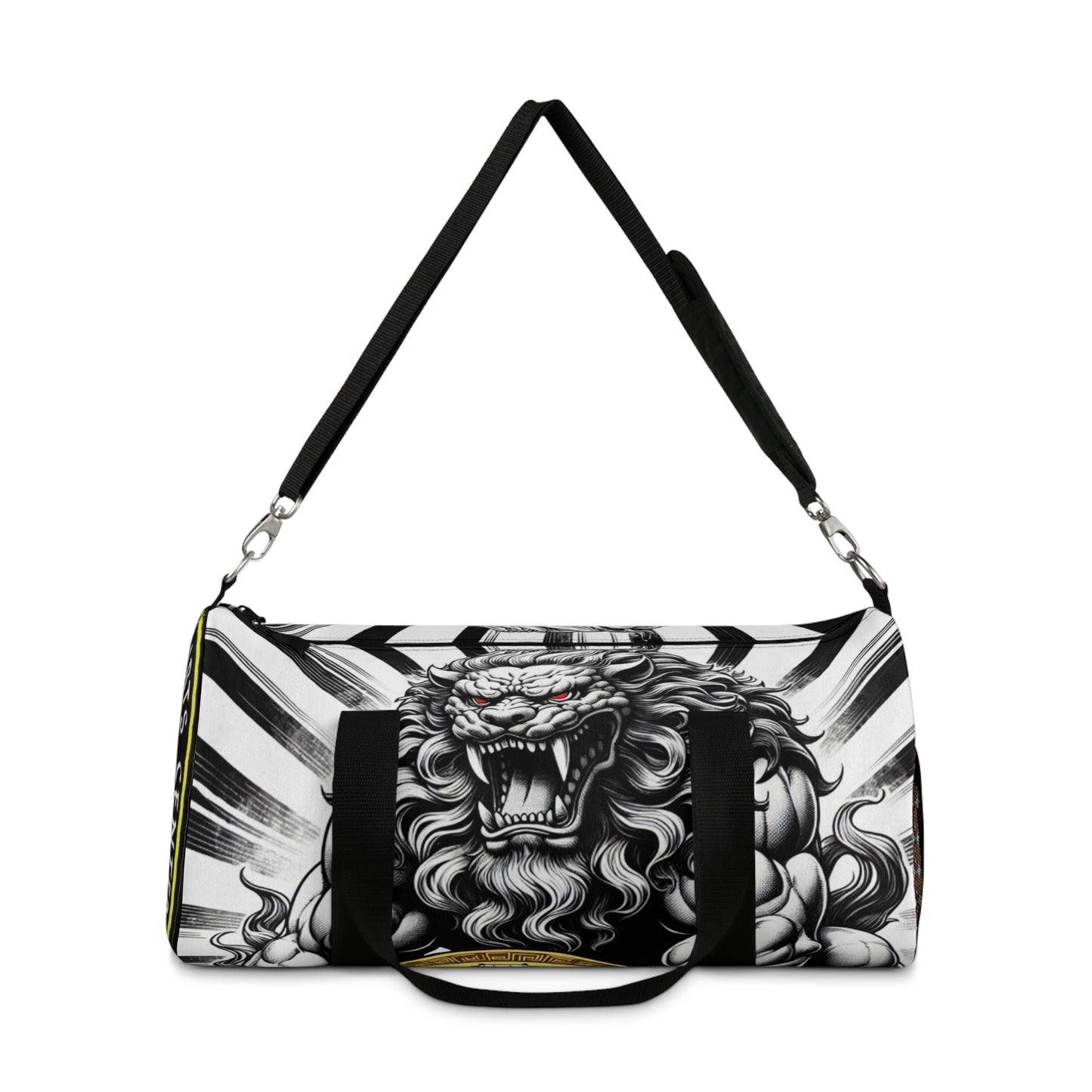 Red Eyed Shisa Duffel Bag | Gym Travel Bag, Weekender Tote, Unique Gift, Stylish Luggage, Carry-On Bag