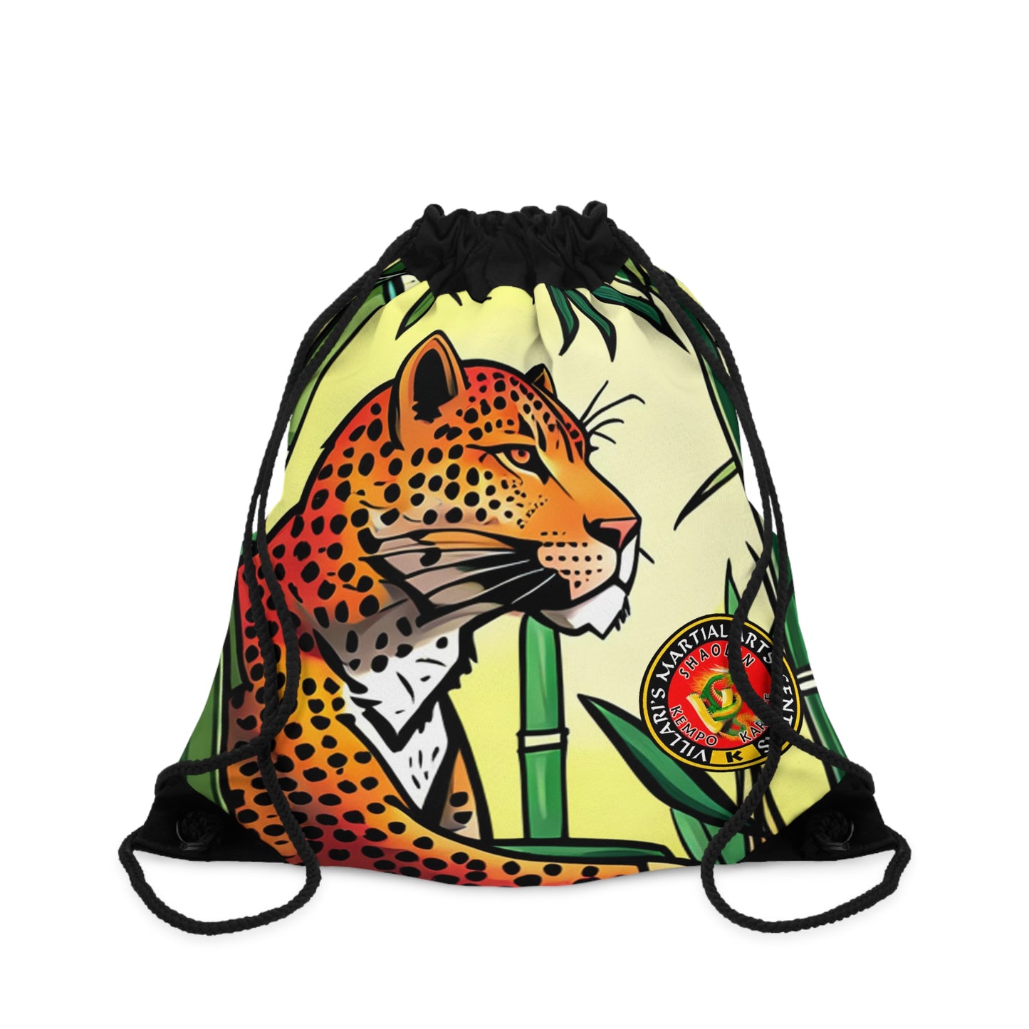 Leopard in Bamboo Forest Drawstring Bag