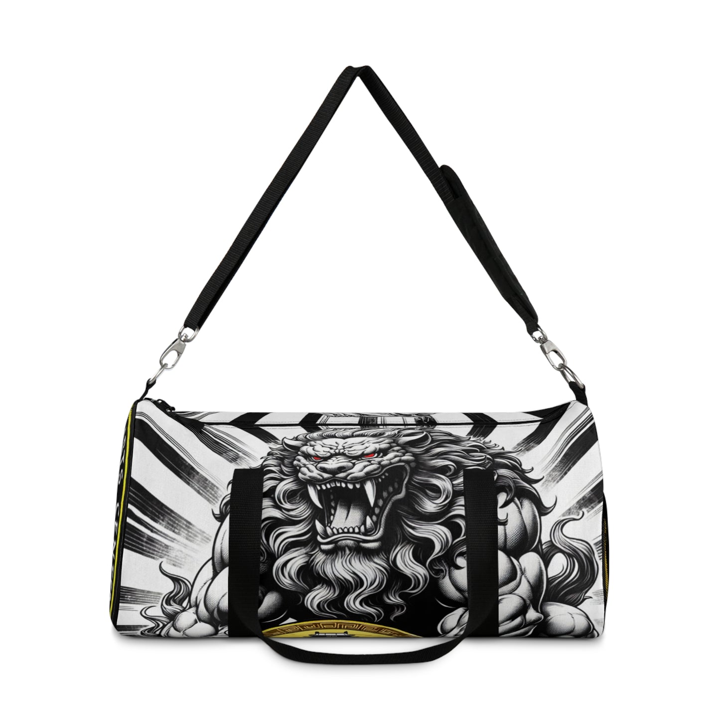 Red Eyed Shisa Duffel Bag | Gym Travel Bag, Weekender Tote, Unique Gift, Stylish Luggage, Carry-On Bag