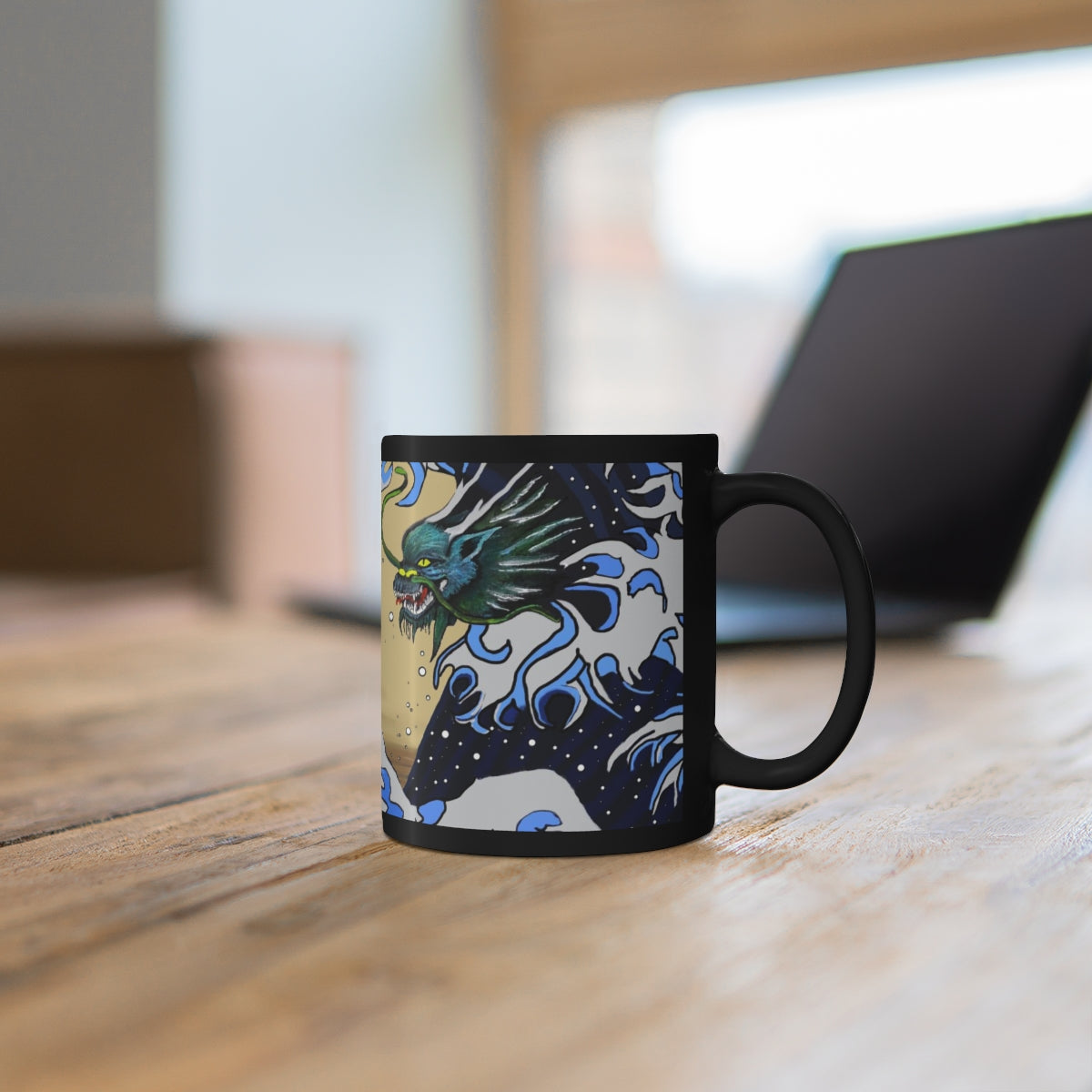 Earth & Sea Battle Black Mug