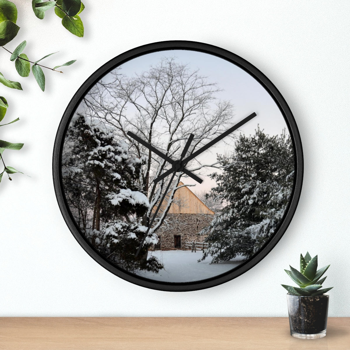 Winter Barn Wall clock