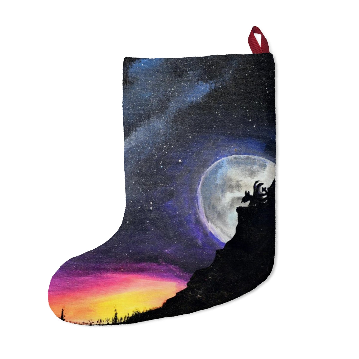 Galaxy Dragon Moon Christmas Stockings, Fleece Stocking, Untraditional Christmas Stocking