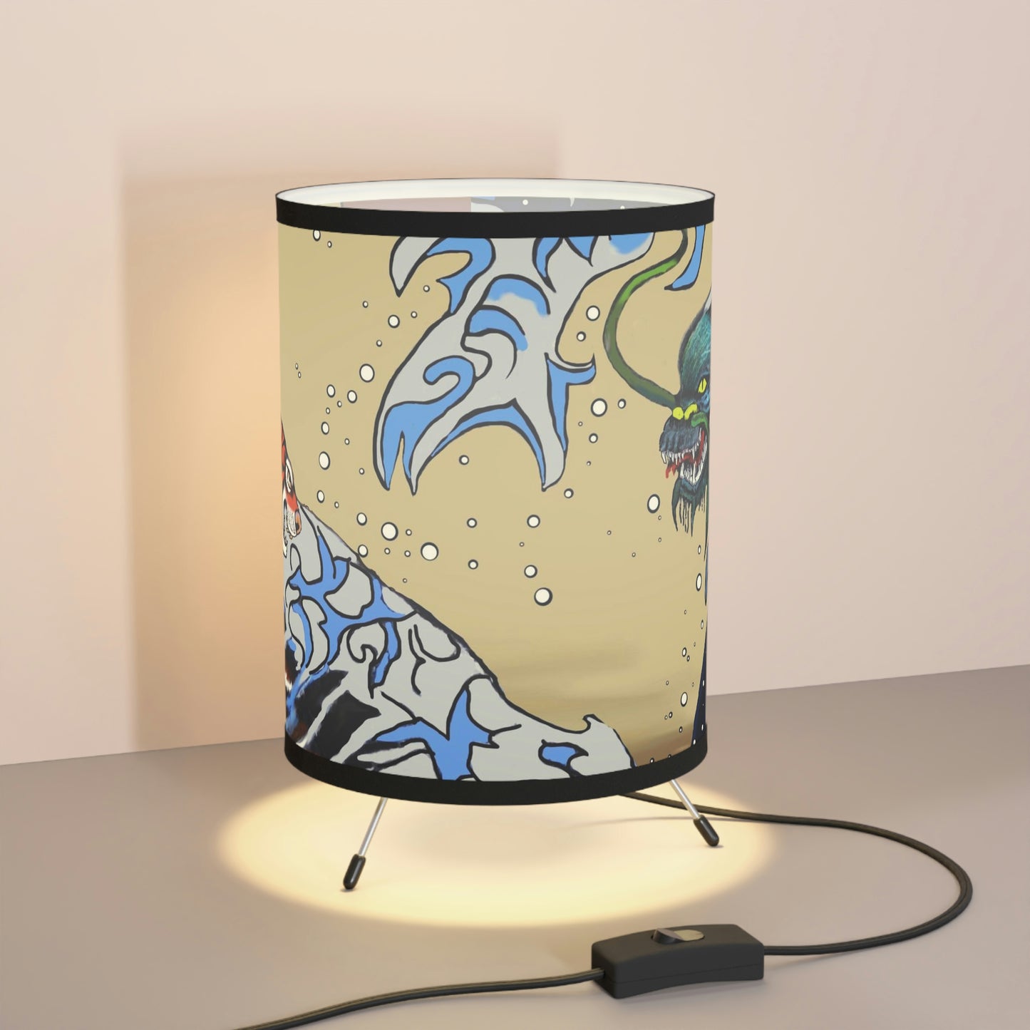 Earth & Sea Battle Tripod Lamp