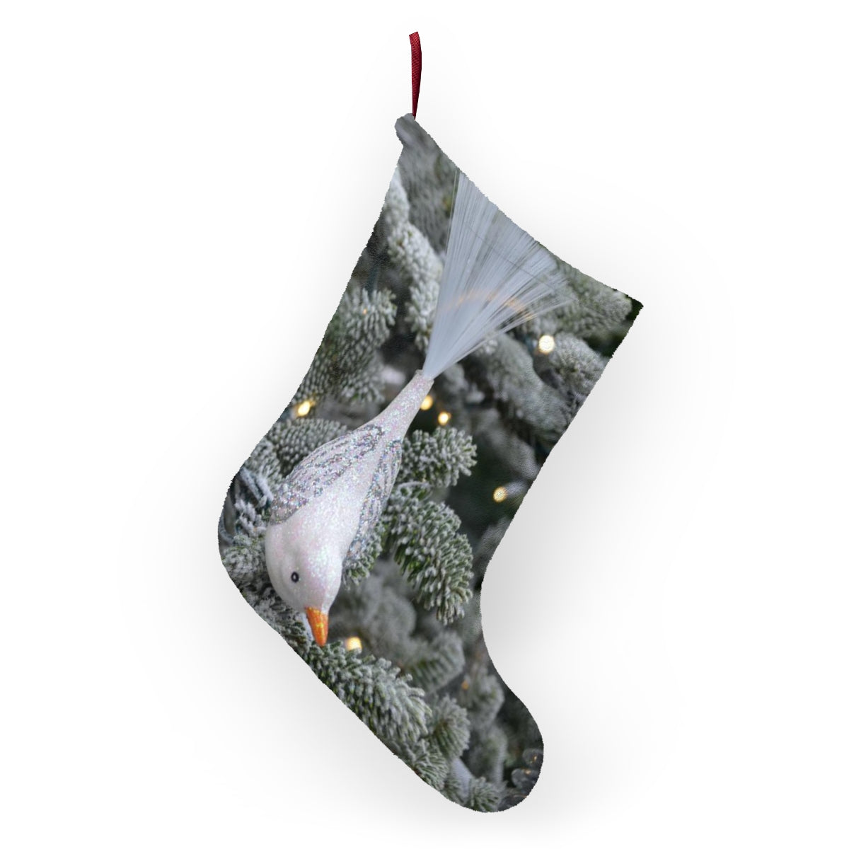 Silver/White Bird Christmas Stockings, Fleece Stocking, Tree Ornament Stocking