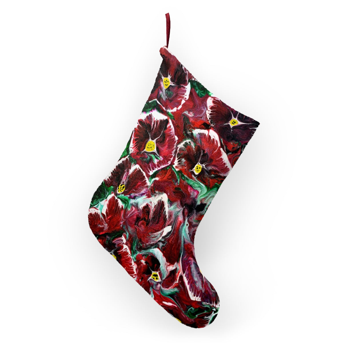 Pansy Christmas Stocking, Fleece Stocking, Untraditional Christmas Stocking