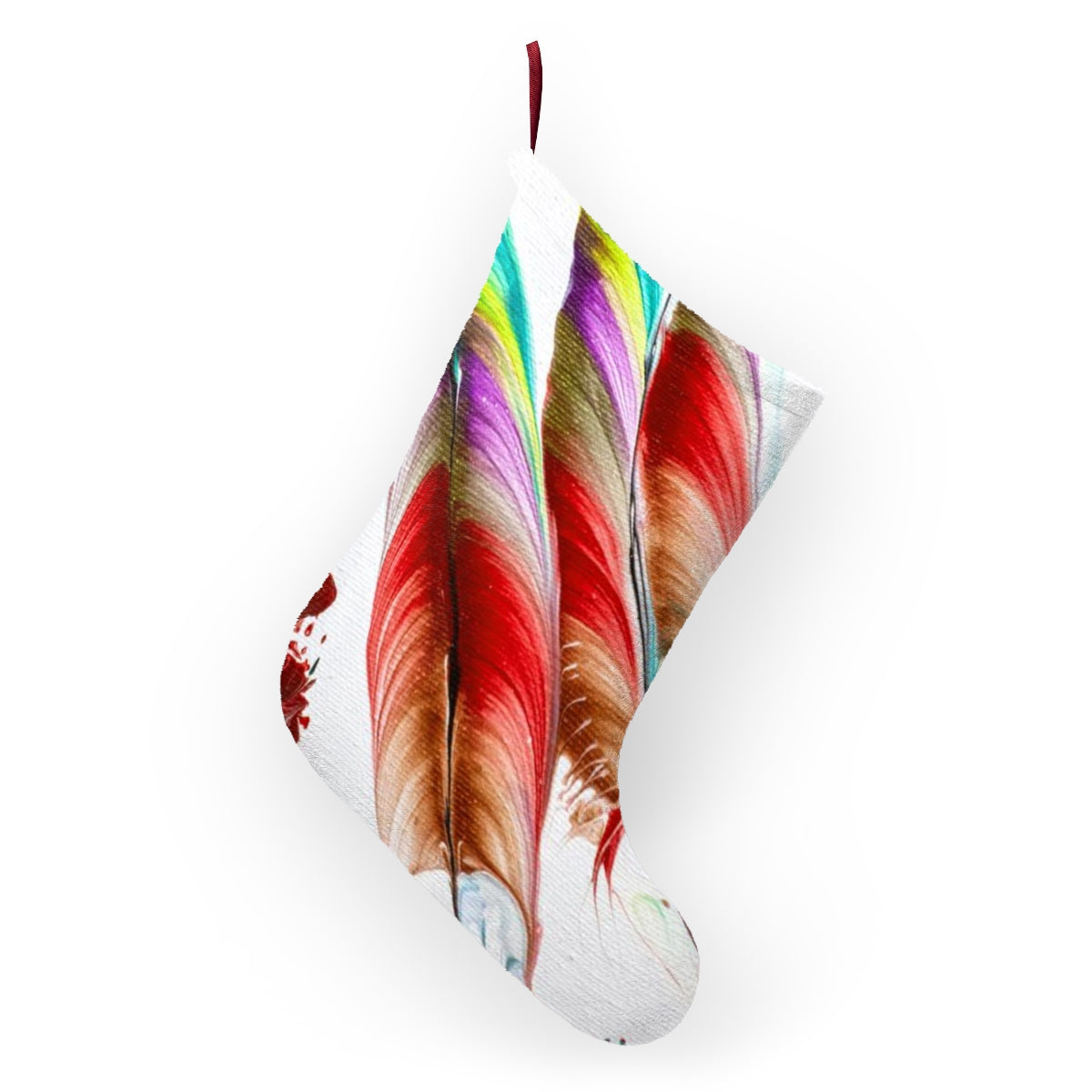 Feathers Christmas Stocking, Fleece Stocking, Tree Ornament Stocking