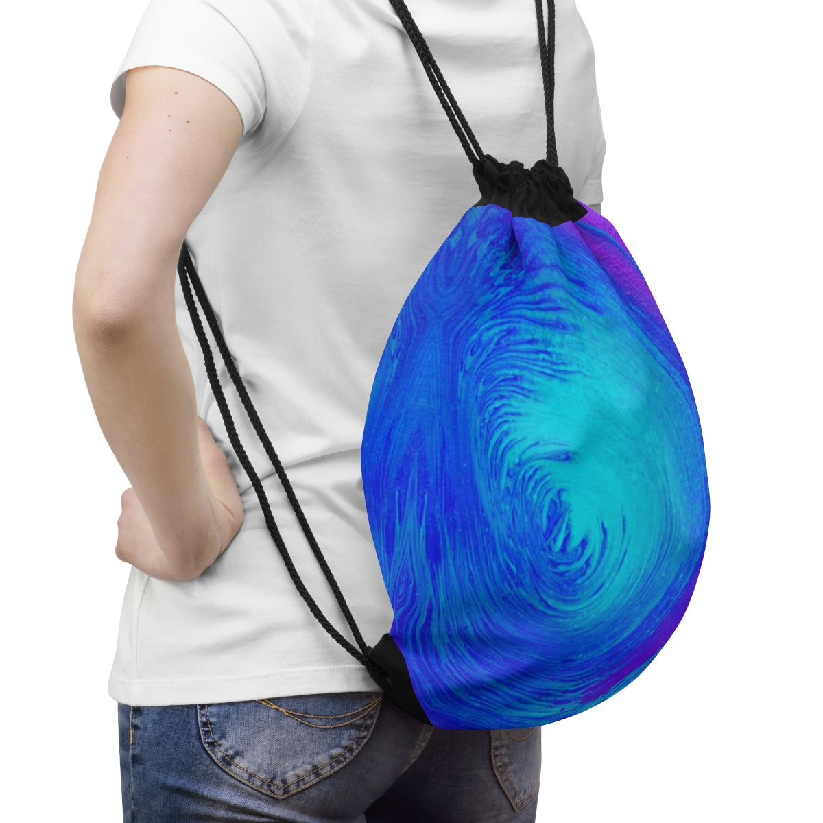 Blue Swirl Drawstring Bag