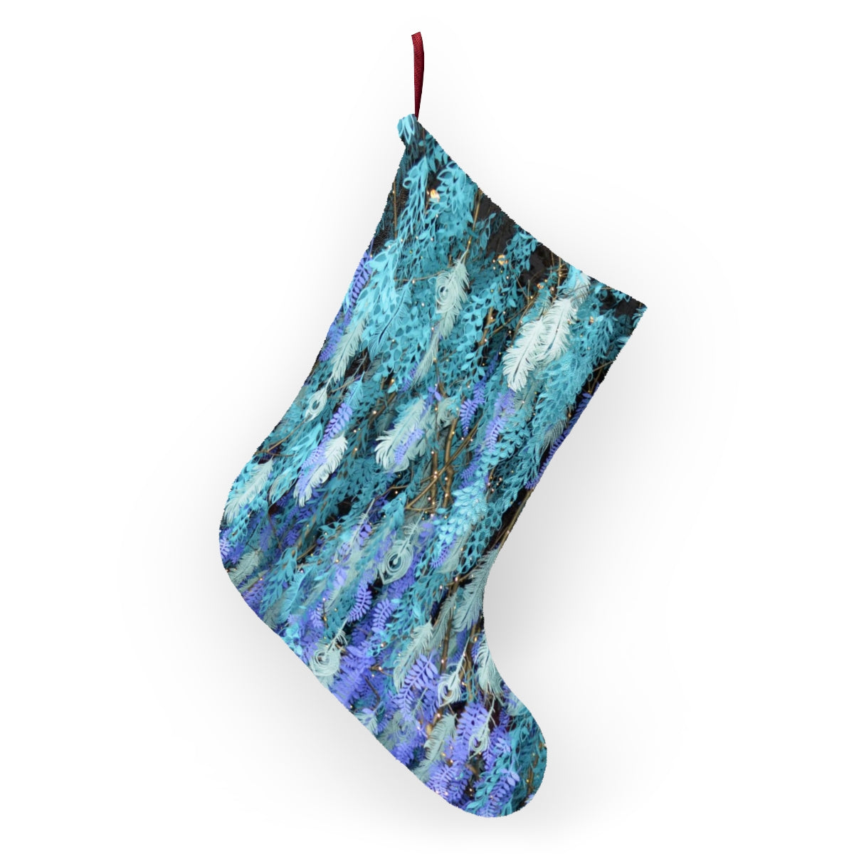 Cascading Feathers Christmas Stockings, Fleece Stocking, Untraditional Christmas Stocking