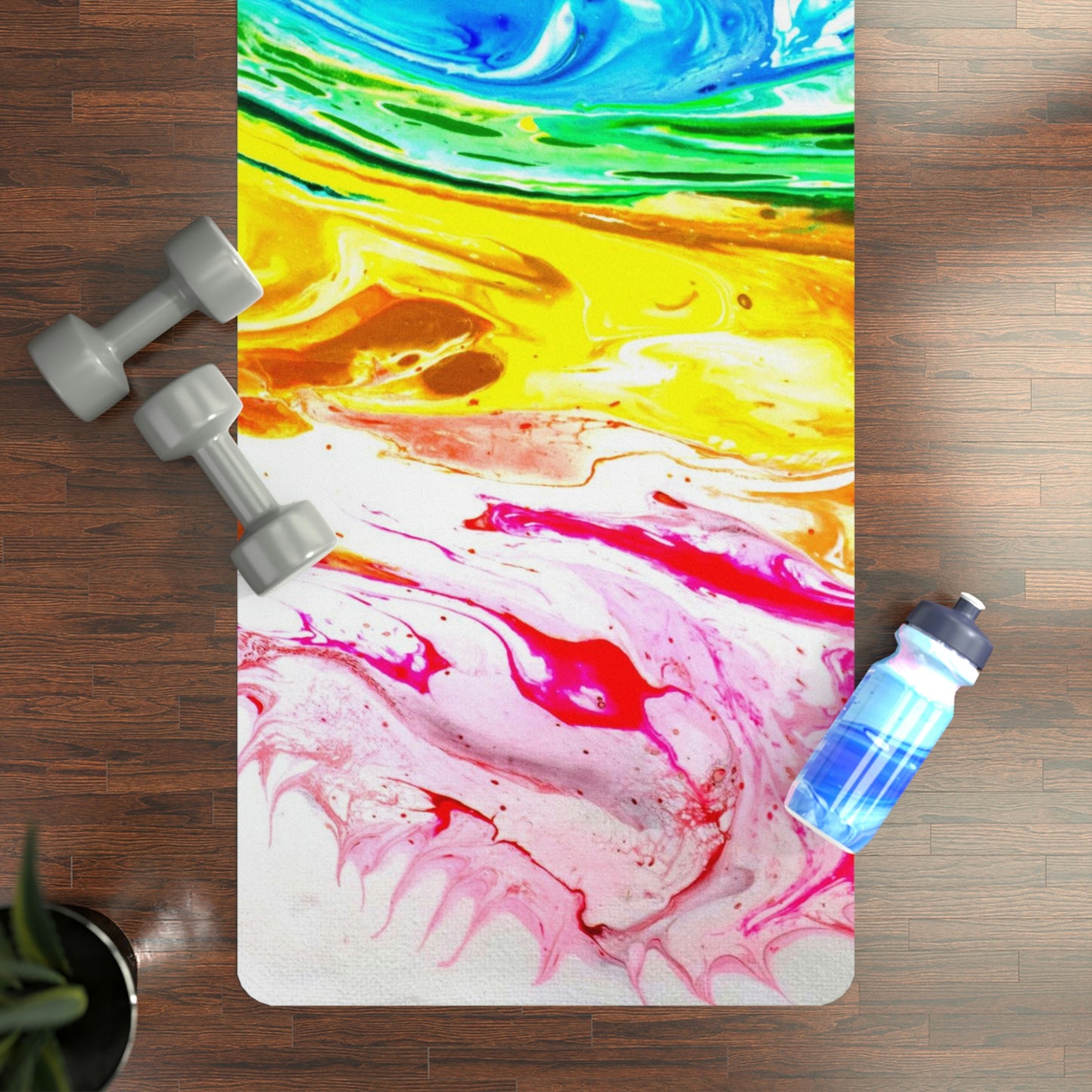 Rainbow Splash Rubber Yoga Mat