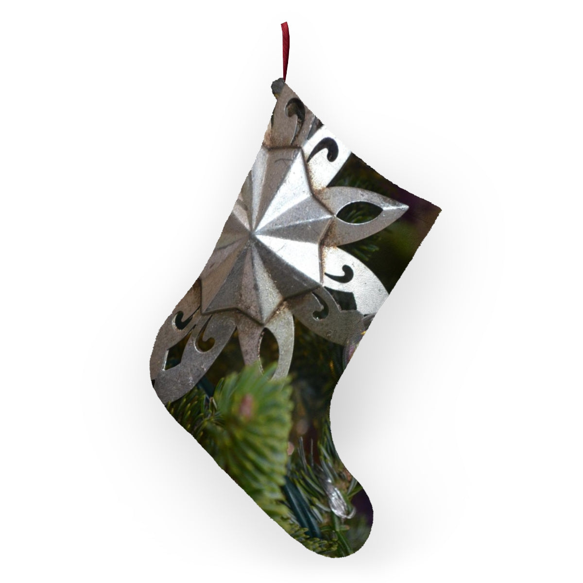 Silver Ornament Christmas Stockings, Fleece Stocking, Tree Ornament Stocking