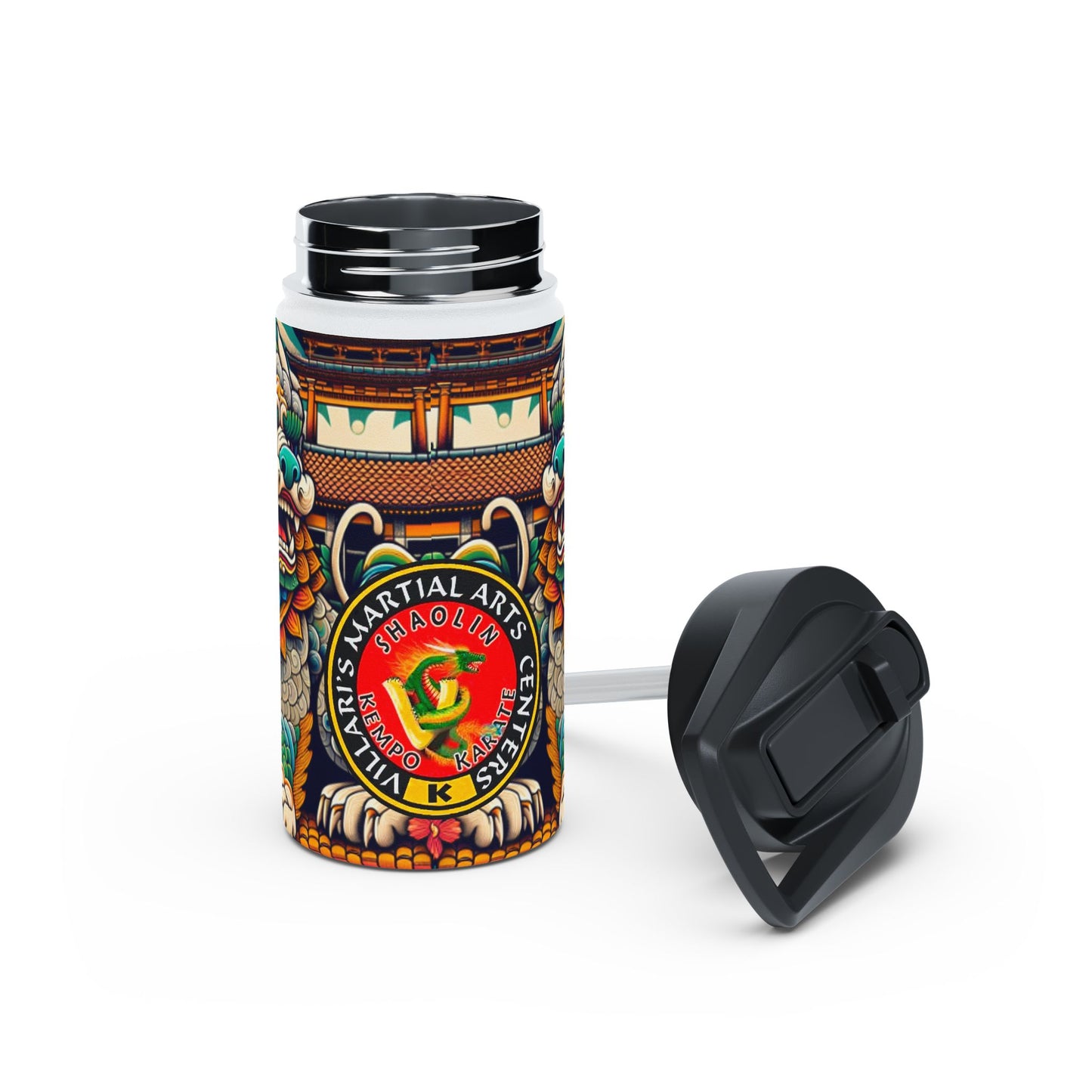 Colorful Shi Sa Stainless Steel Water Bottle, Standard Lid