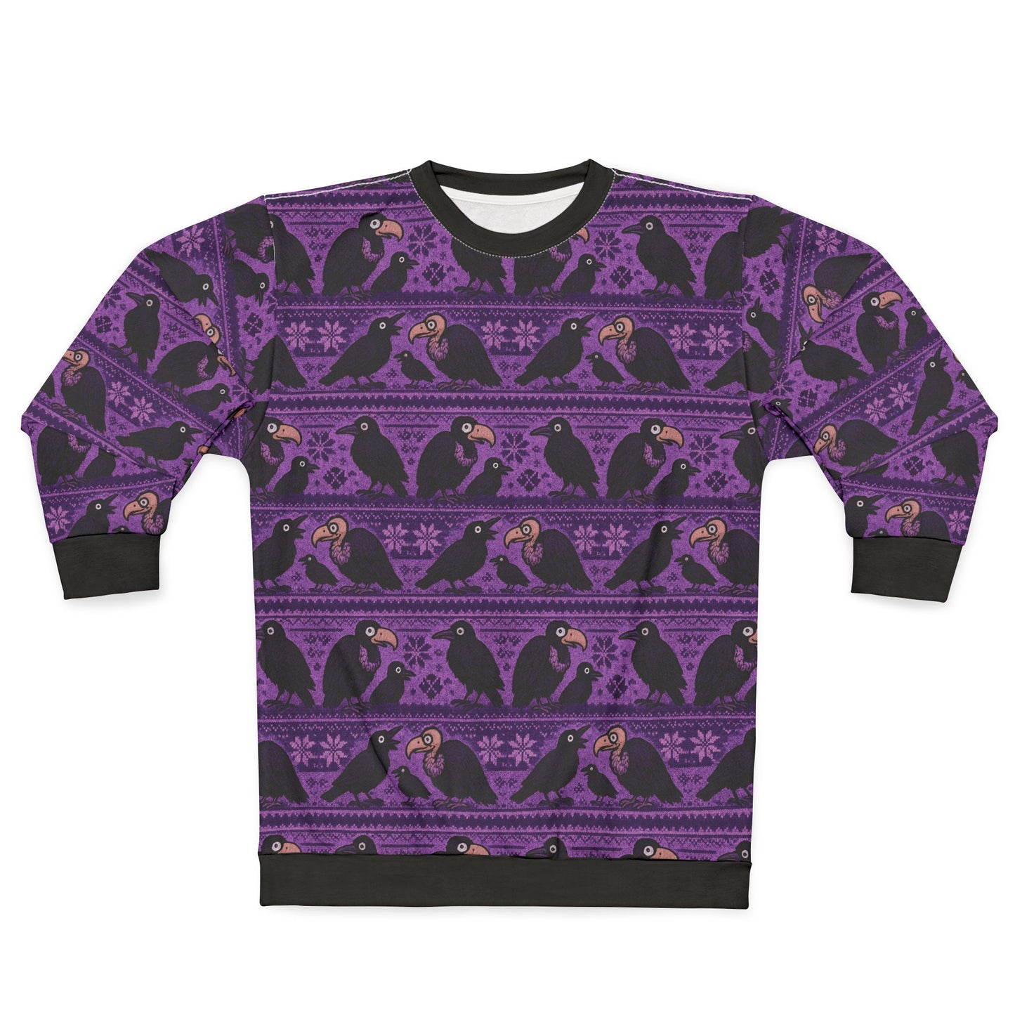 Cozy Raven, Crow & Vulture Pattern Unisex Sweatshirt, Trendy Sweatshirt, Casual Attire, Gift for Halloween Lovers, Fall Fashion, Unique Self-Expression