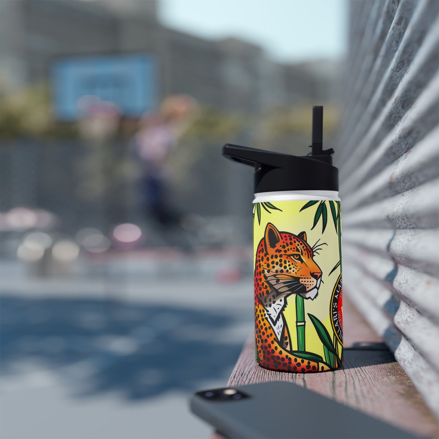 Leopard Stainless Steel Water Bottle, Standard Lid