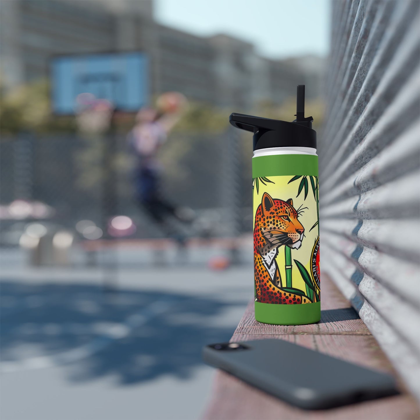 Leopard Stainless Steel Water Bottle, Standard Lid