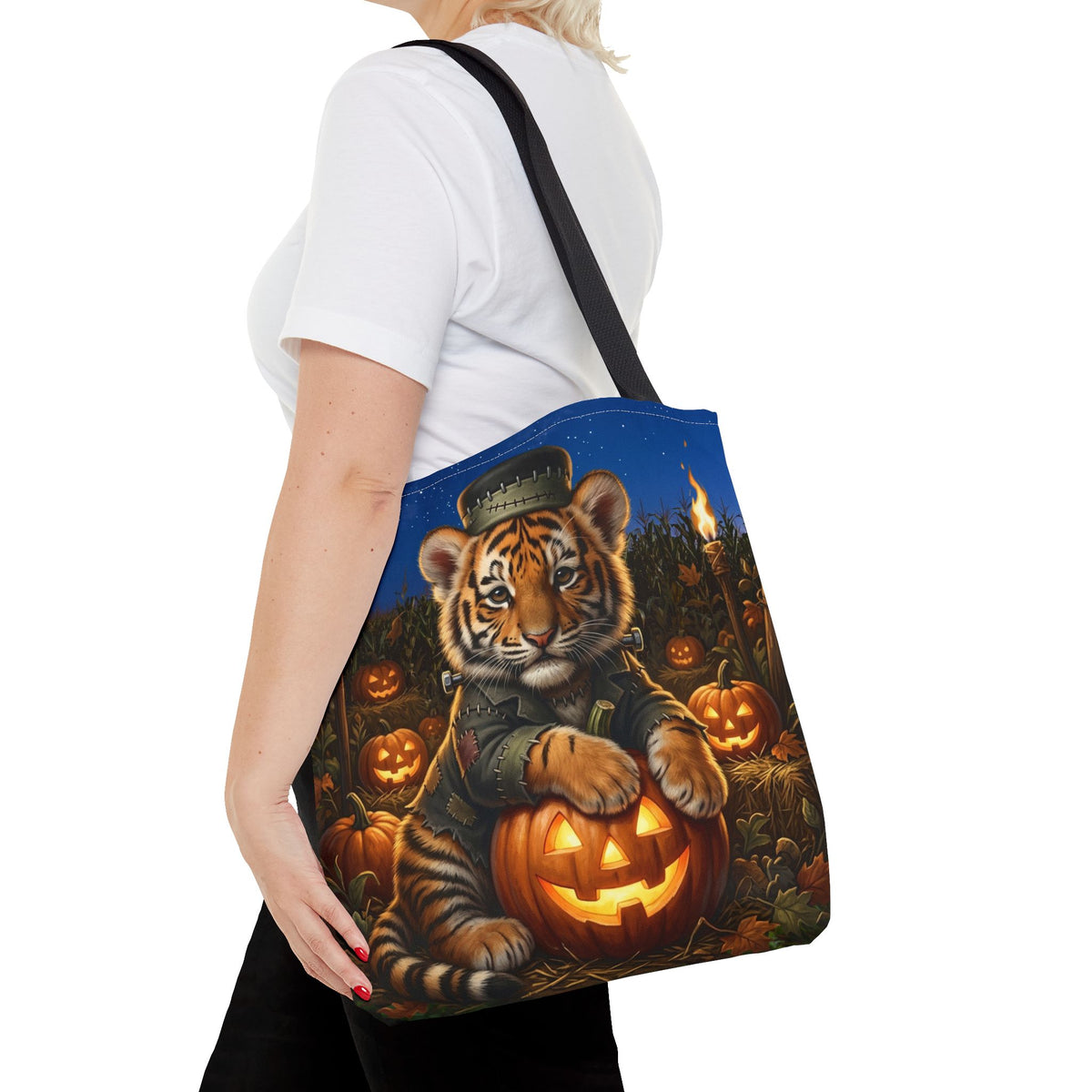 Halloween Tiger Pumpkin Tote