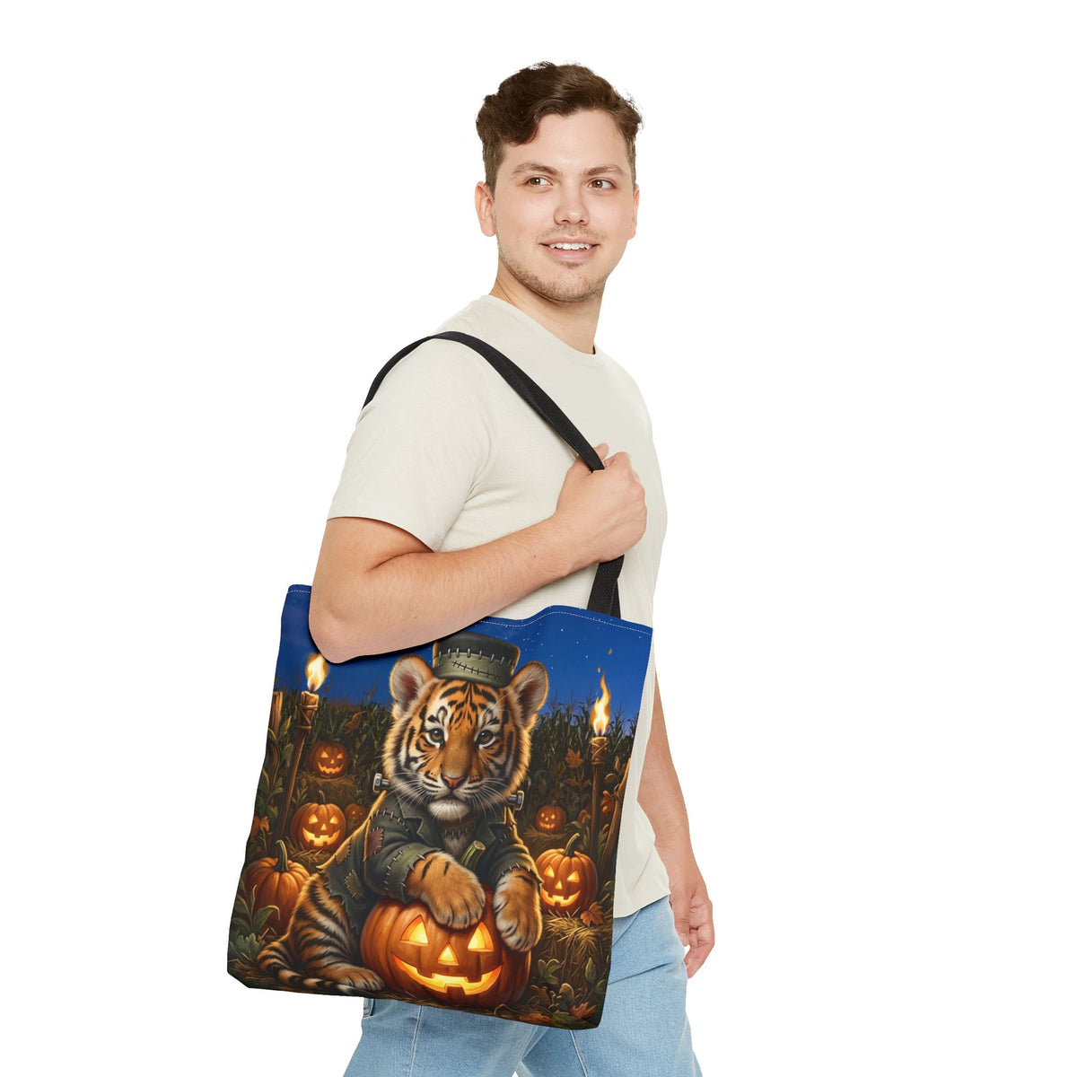 Halloween Tiger Pumpkin Tote