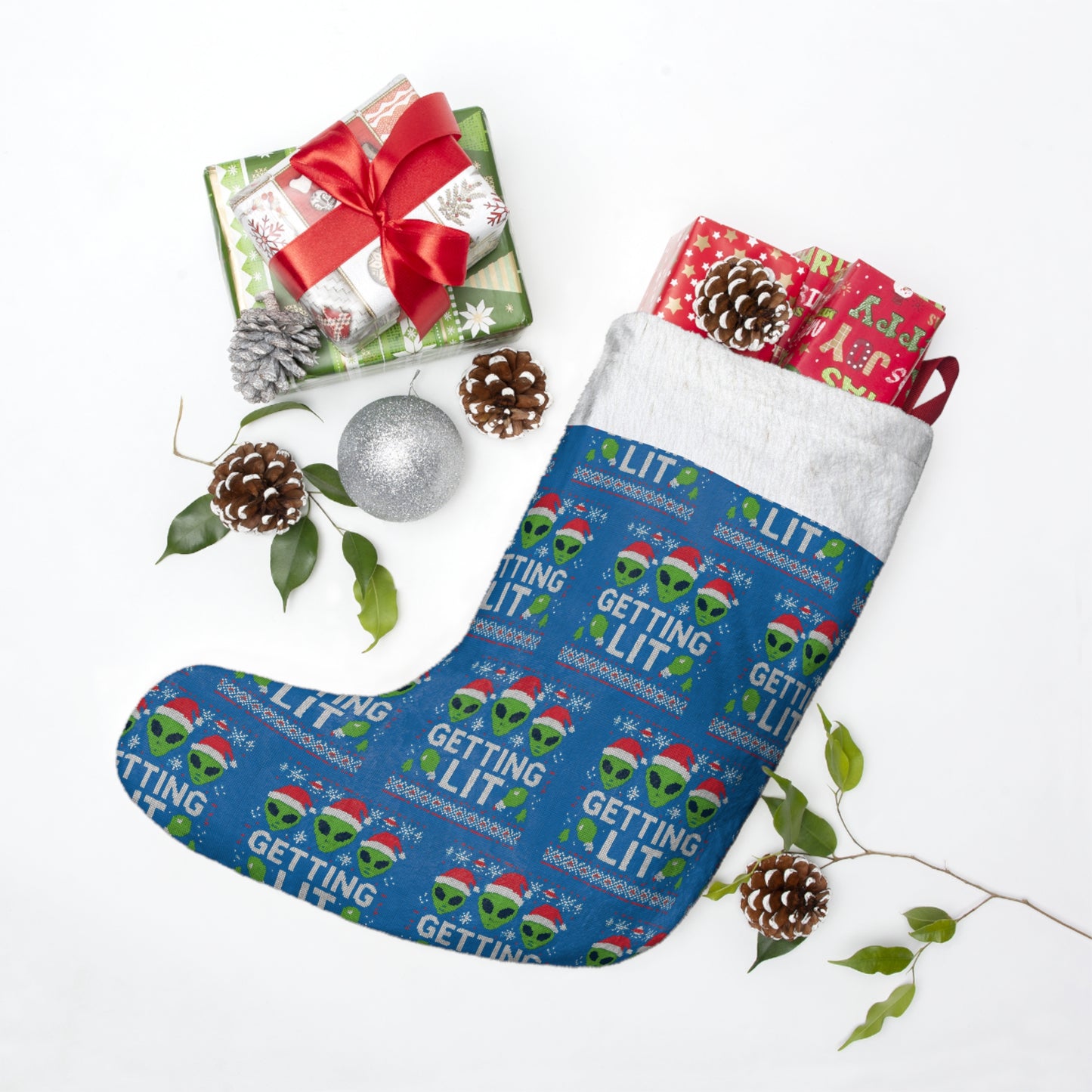 "Getting Lit" Alien Christmas Stocking