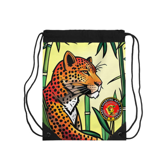 Leopard in Bamboo Forest Drawstring Bag
