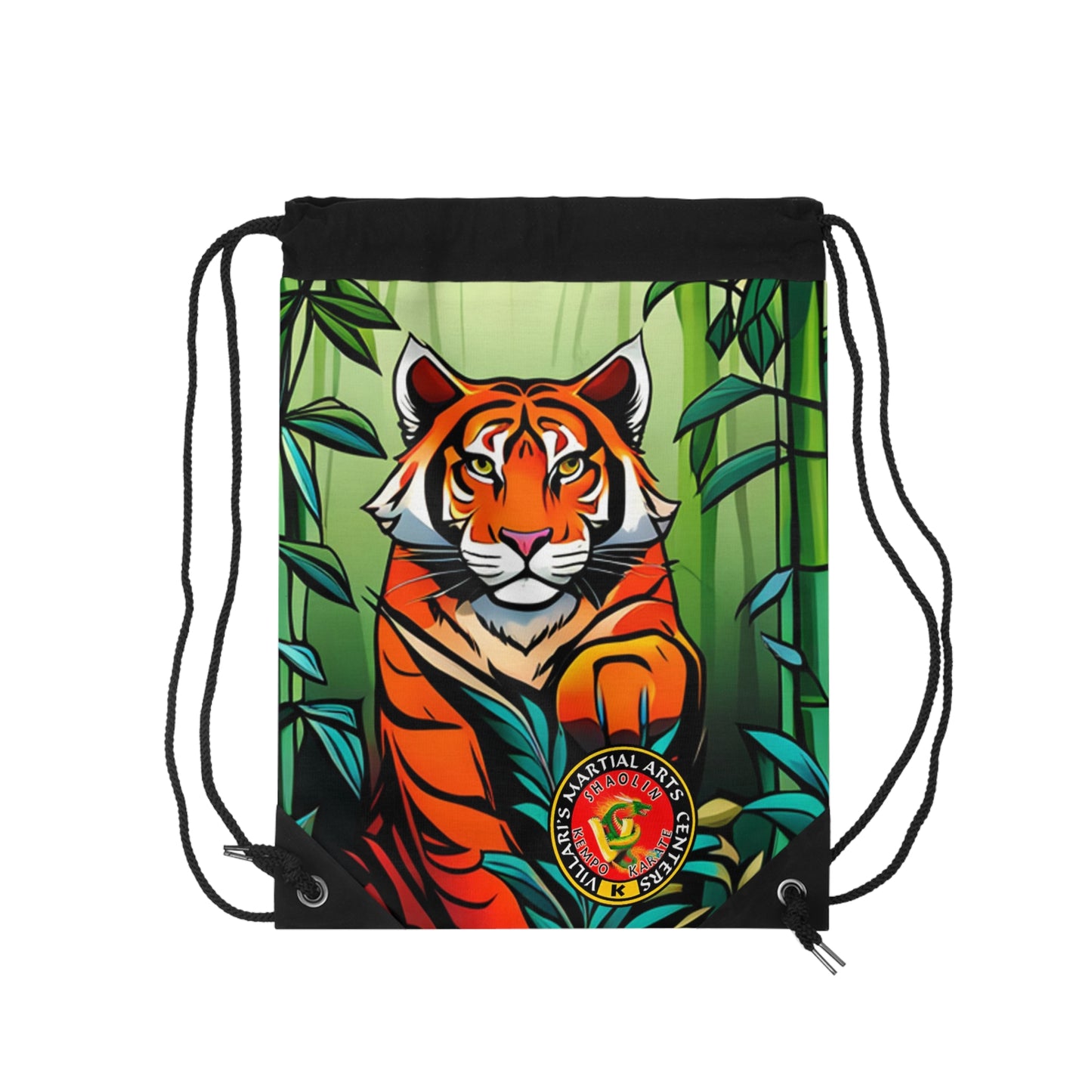 Tiger in Bamboo Forest Drawstring Bag