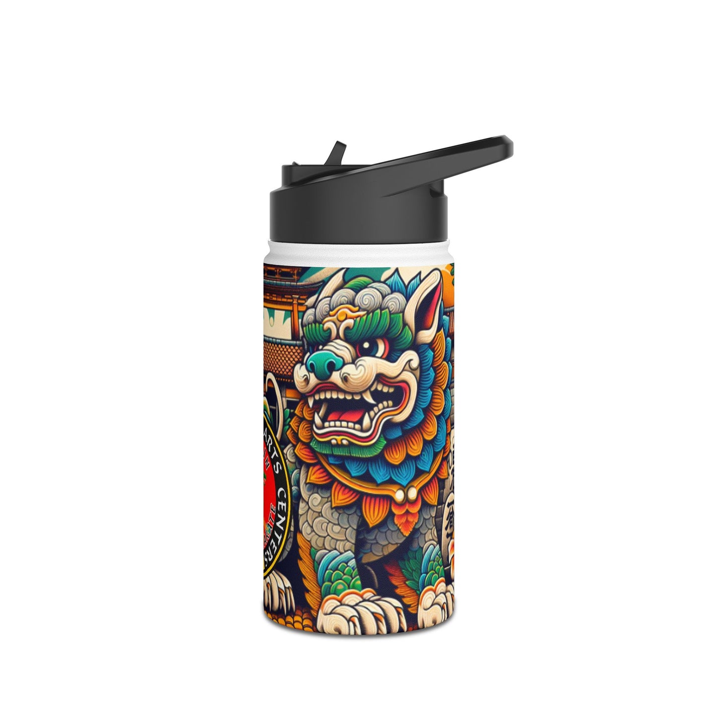 Colorful Shi Sa Stainless Steel Water Bottle, Standard Lid