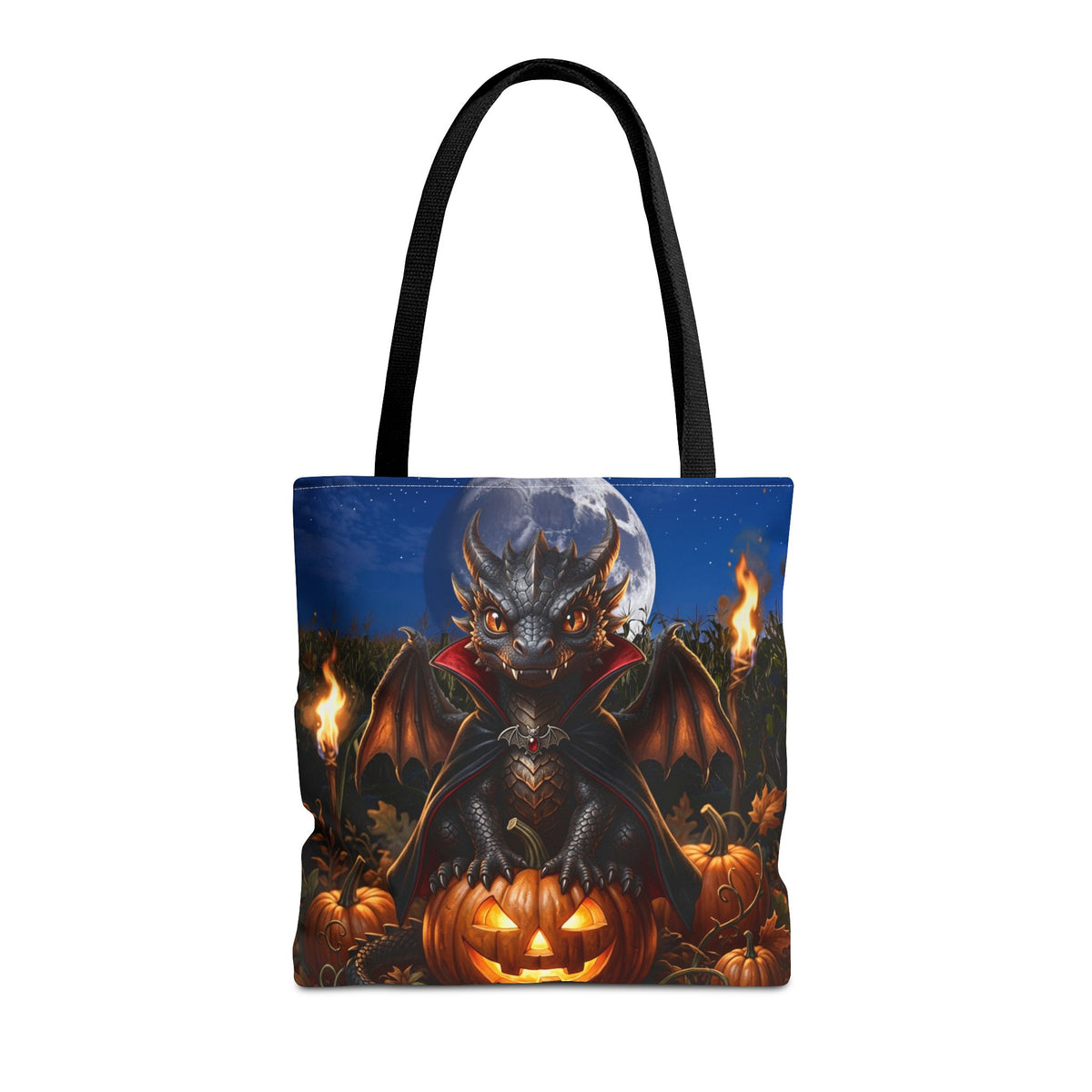 Halloween Dragon Pumpkin Tote Bag - Cute Gothic Vampire Bat Design