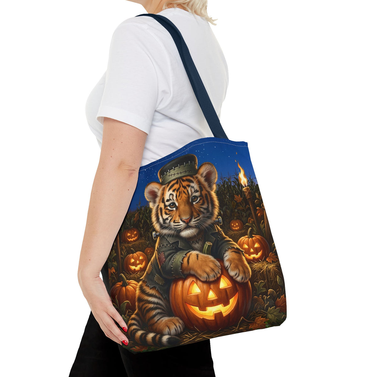 Halloween Tiger Pumpkin Tote