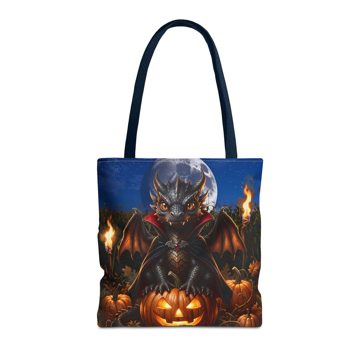 Halloween Dragon Pumpkin Tote Bag - Cute Gothic Vampire Bat Design
