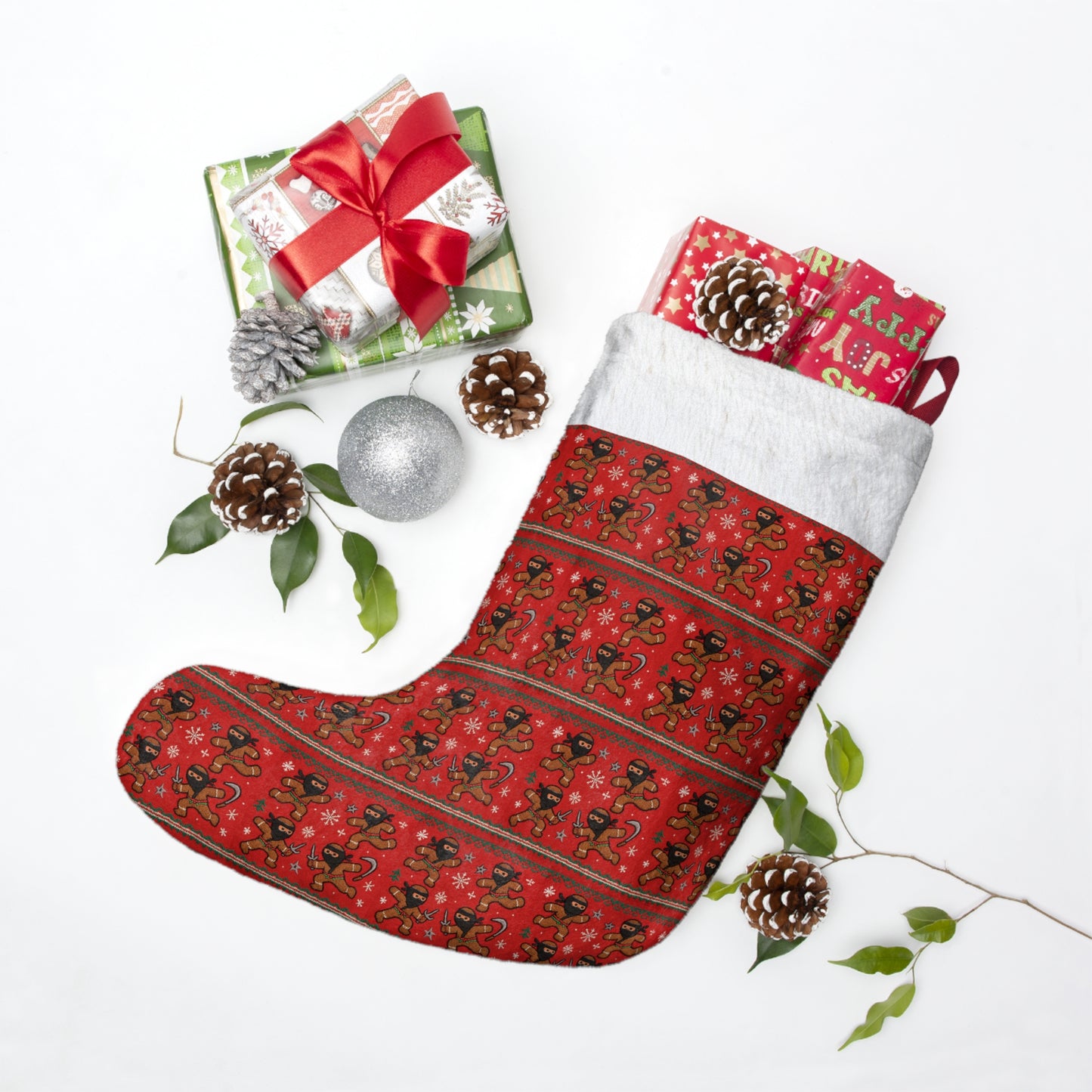 "Ginga Ninja" Christmas Stocking, Fleece Stocking, Tree Ornament Stocking