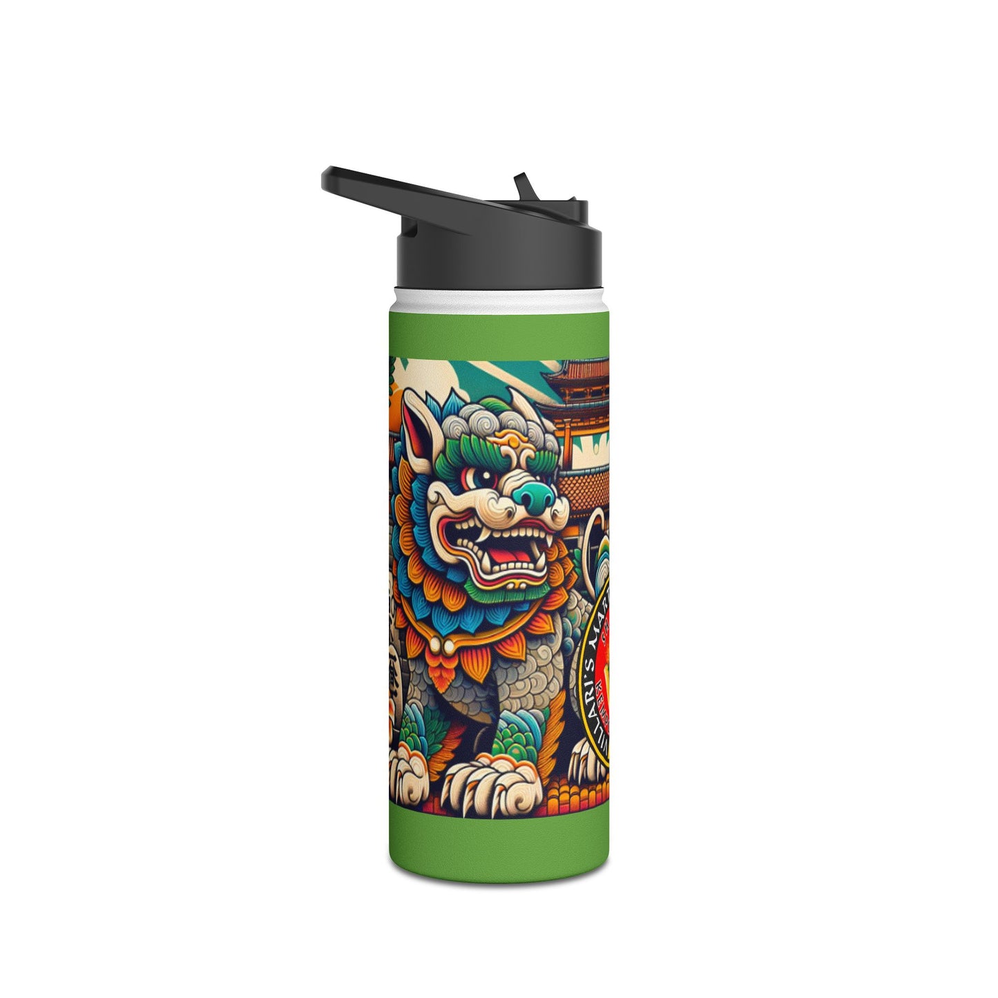 Colorful Shi Sa Stainless Steel Water Bottle, Standard Lid