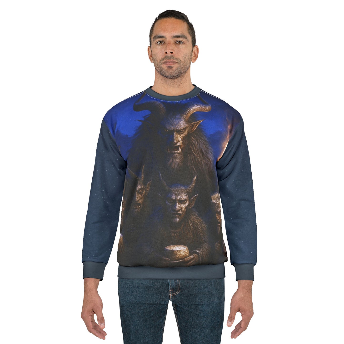 Perchta Straggele Demon Sweatshirt — Alpine Krampus Holiday Folklore Design