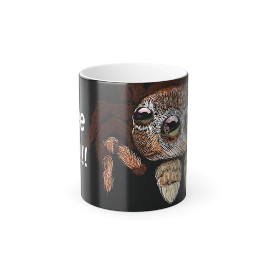 Peek-a-BOO! Spider (Right Handed) Color Changing Mug