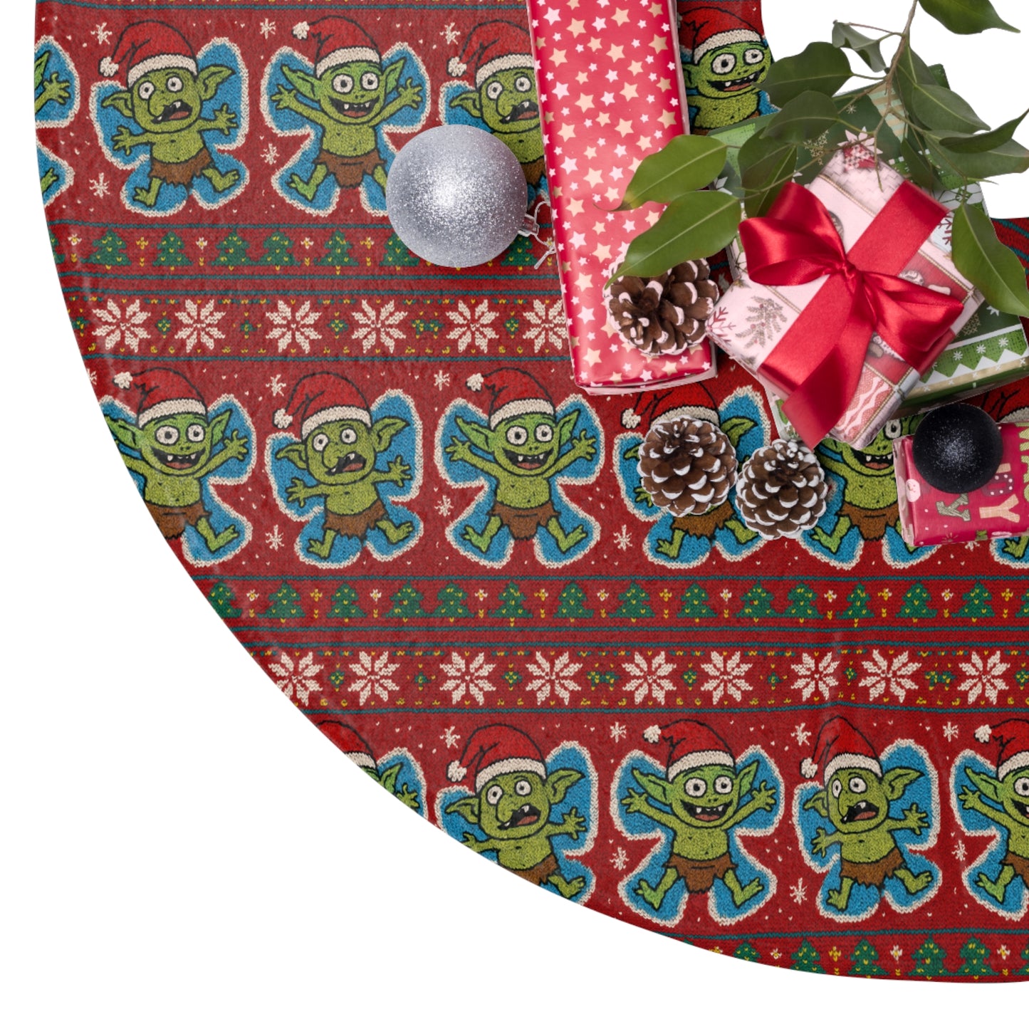 Trolls Making Snow Angels Christmas Tree Skirt
