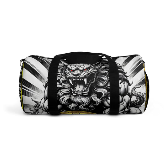 Red Eyed Shisa Duffel Bag | Gym Travel Bag, Weekender Tote, Unique Gift, Stylish Luggage, Carry-On Bag