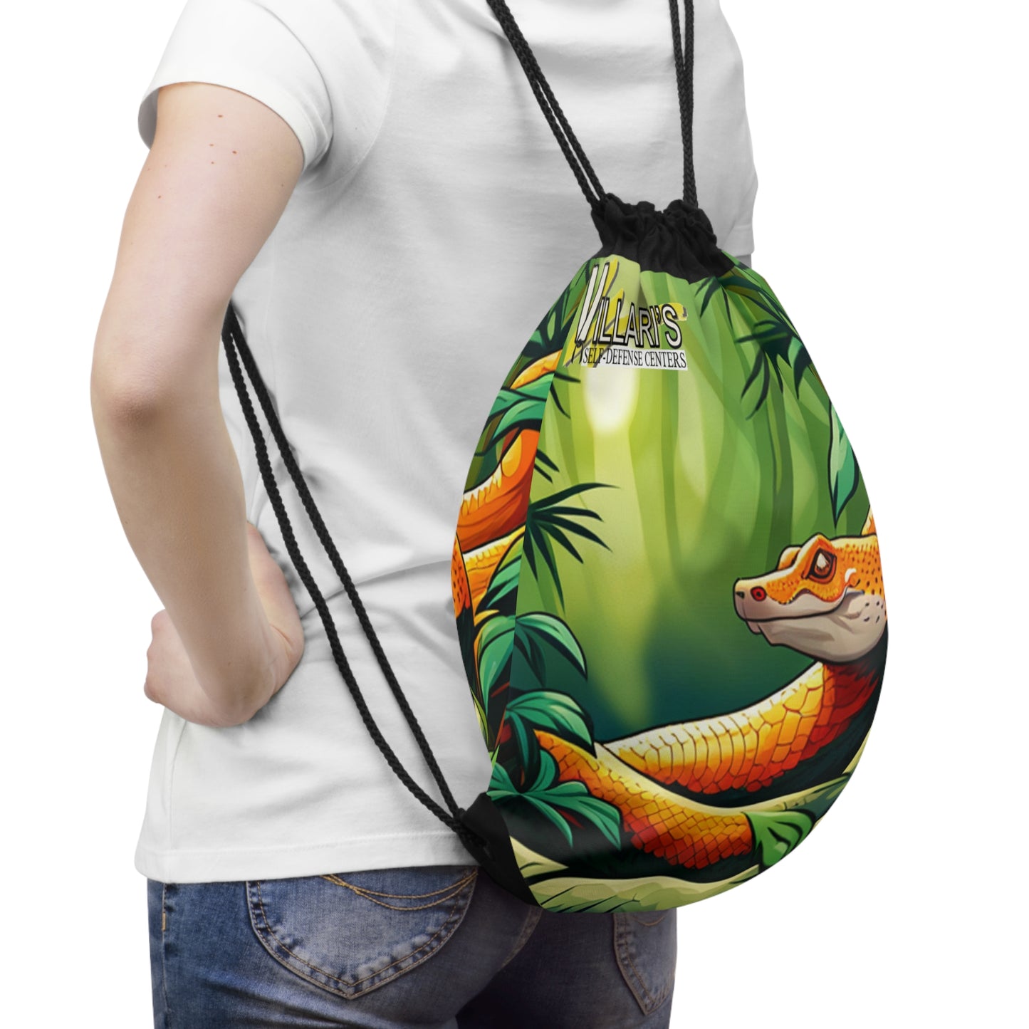 Snake in Bamboo Forest Drawstring Bag