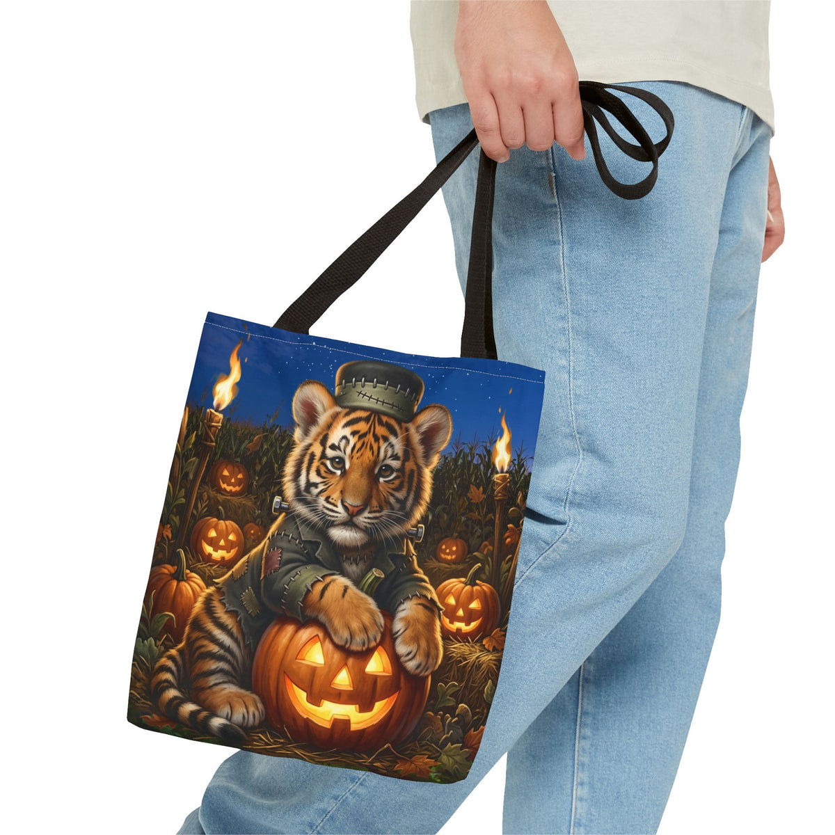Halloween Tiger Pumpkin Tote