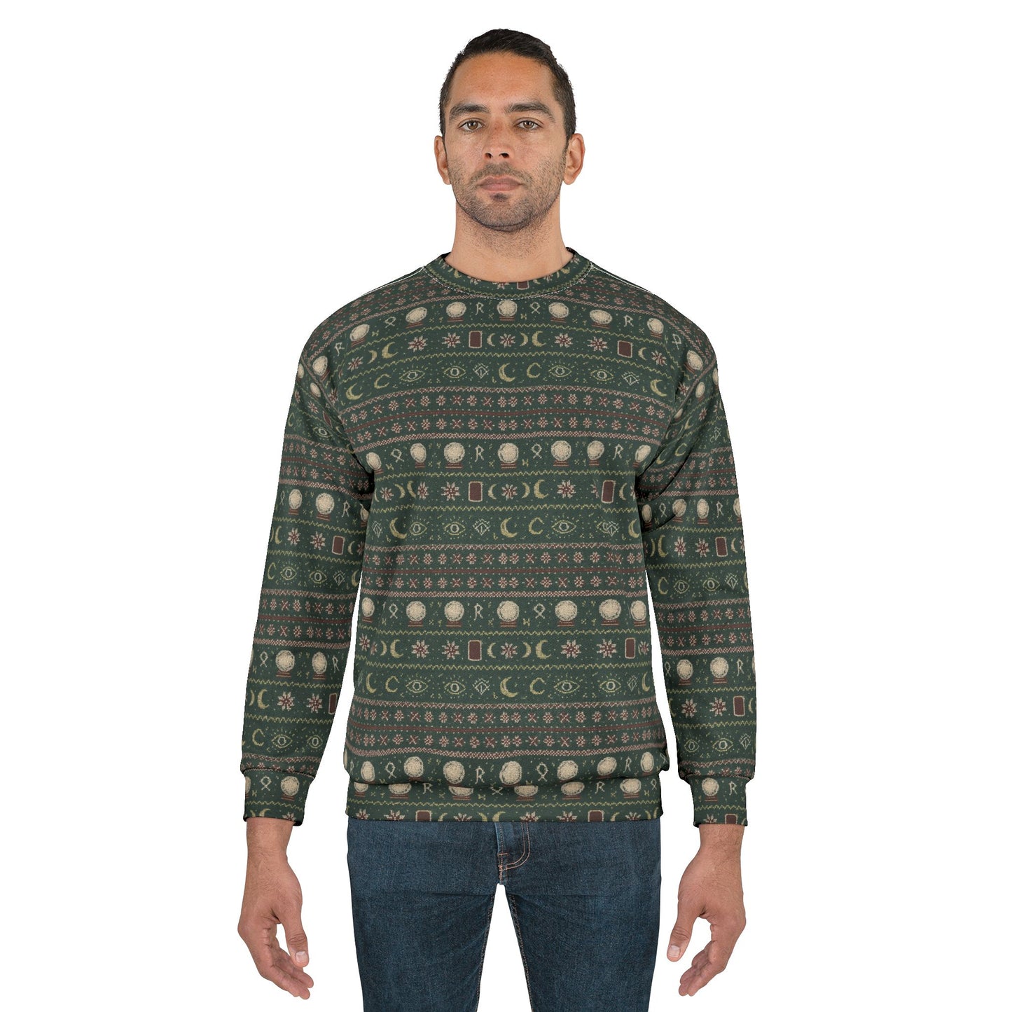 Mystical Symbols Unisex Sweatshirt - Ugly Sweater Knit Pattern