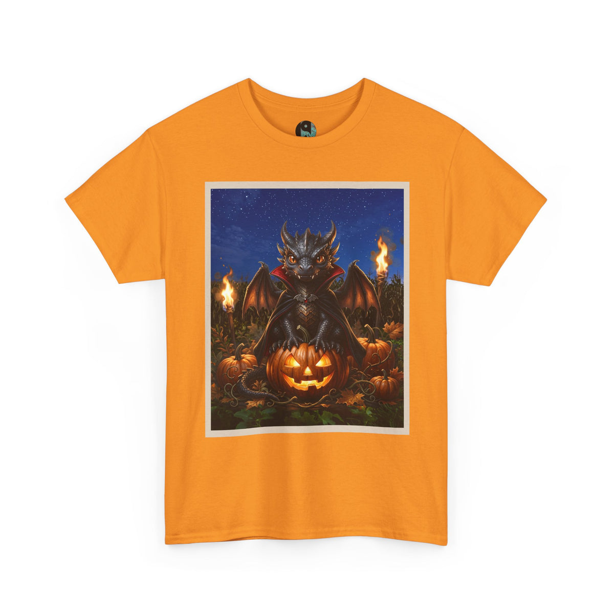 Halloween Dragon Vampire Pumpkin T-Shirt — Gothic Spooky Graphic Tee