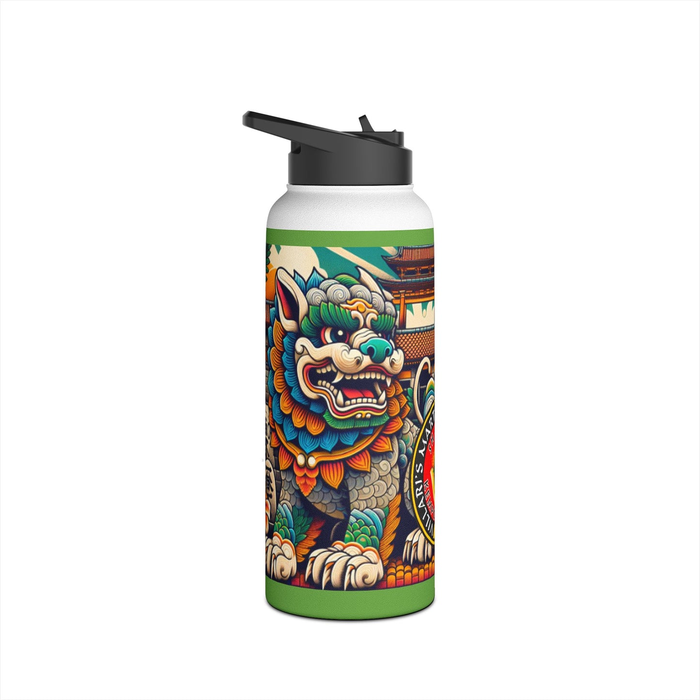 Colorful Shi Sa Stainless Steel Water Bottle, Standard Lid
