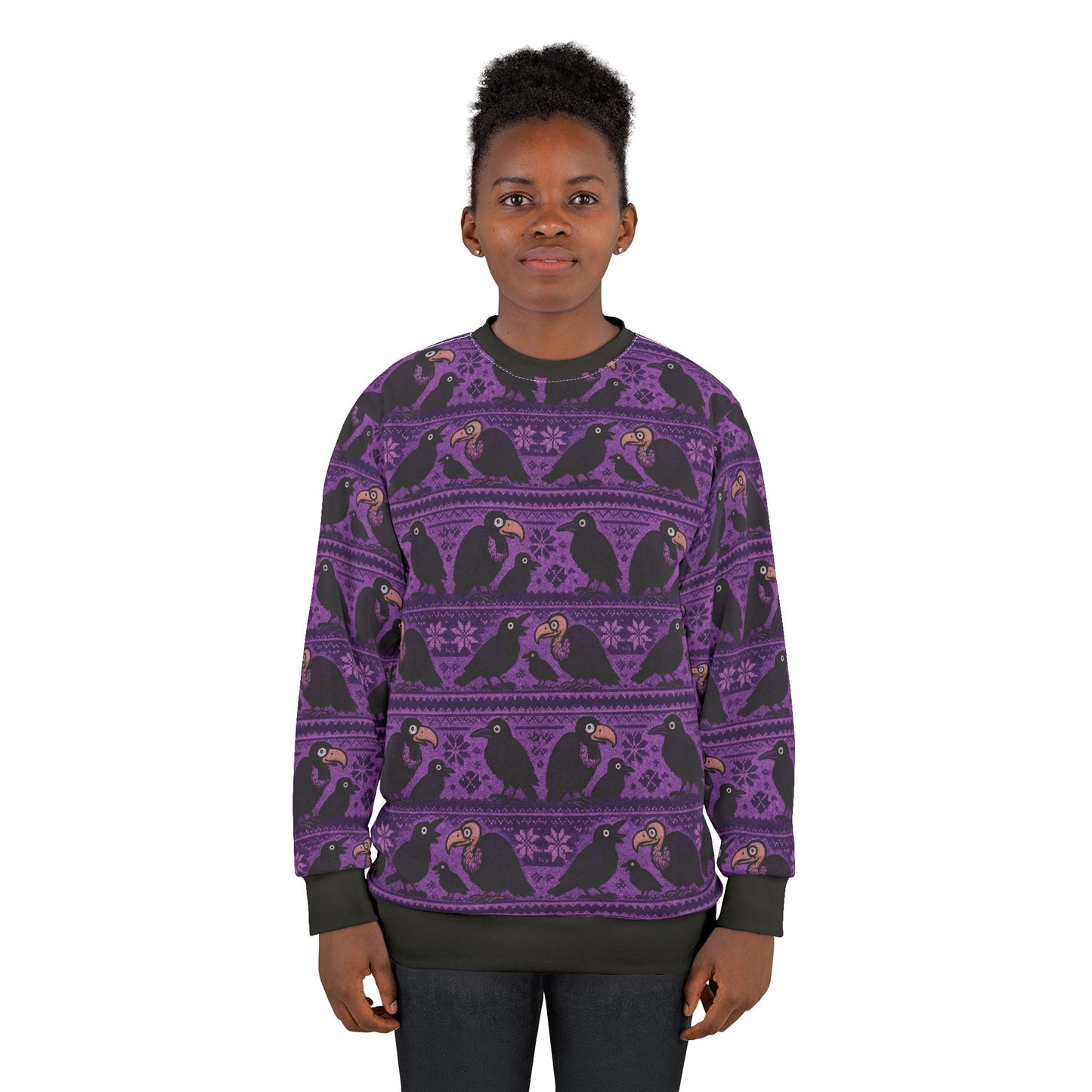 Cozy Raven, Crow & Vulture Pattern Unisex Sweatshirt, Trendy Sweatshirt, Casual Attire, Gift for Halloween Lovers, Fall Fashion, Unique Self-Expression