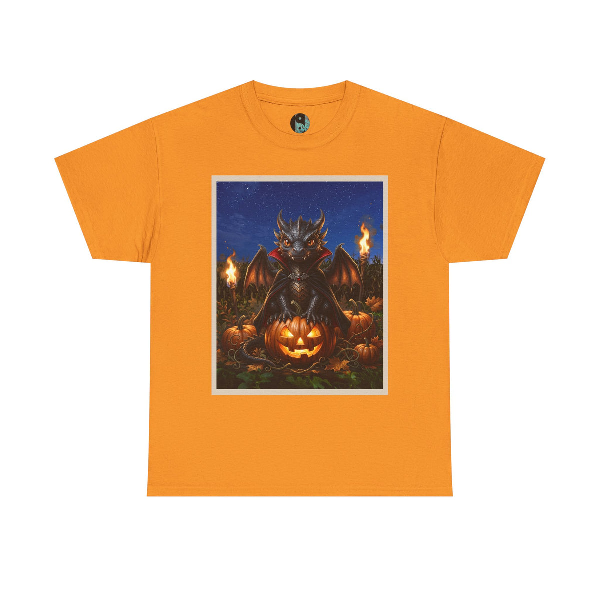 Halloween Dragon Vampire Pumpkin T-Shirt — Gothic Spooky Graphic Tee