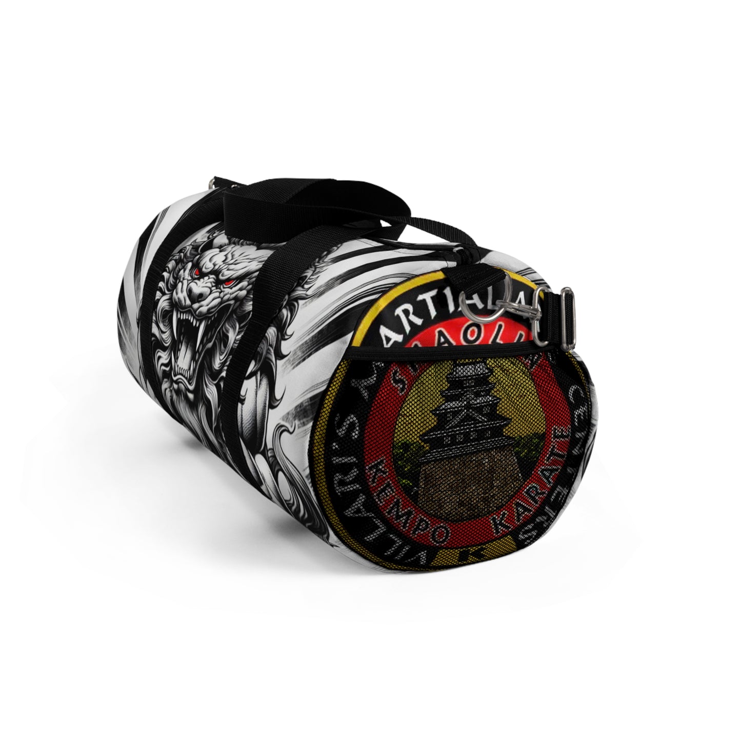 Red Eyed Shisa Duffel Bag | Gym Travel Bag, Weekender Tote, Unique Gift, Stylish Luggage, Carry-On Bag