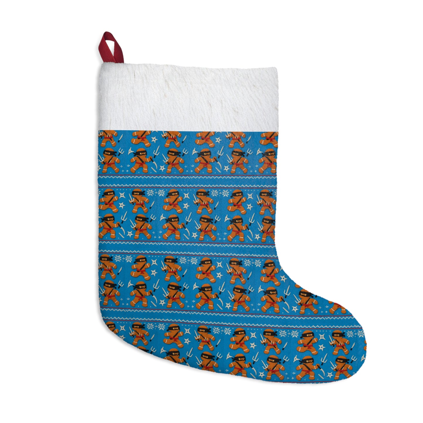 Blue "Ginga Ninja" Christmas Stocking, Fleece Stocking, Tree Ornament Stocking