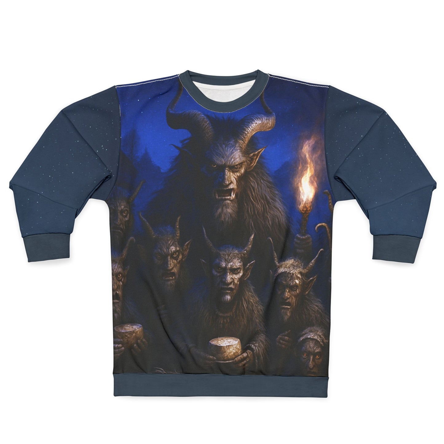 Perchta Straggele Demon Sweatshirt — Alpine Krampus Holiday Folklore Design