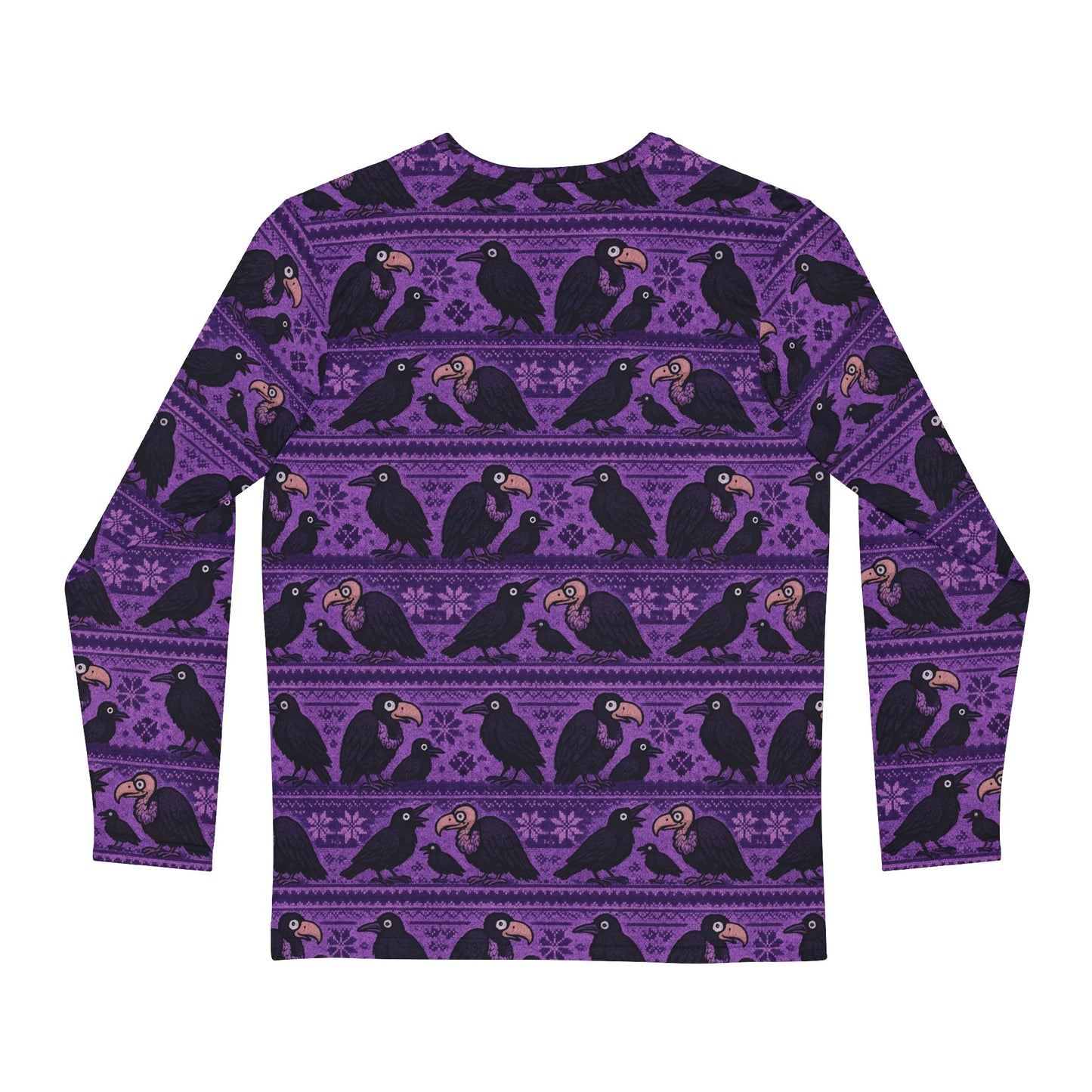 Long Sleeve Shirt - Vultures, Ravens, and Crows Ugly Sweater Look Dark Bird Gathering Whimsical