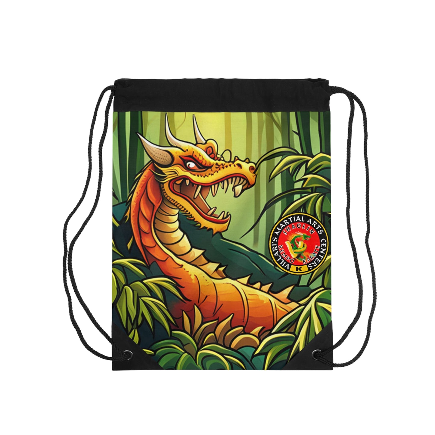 Dragon in Bamboo Forest Drawstring Bag