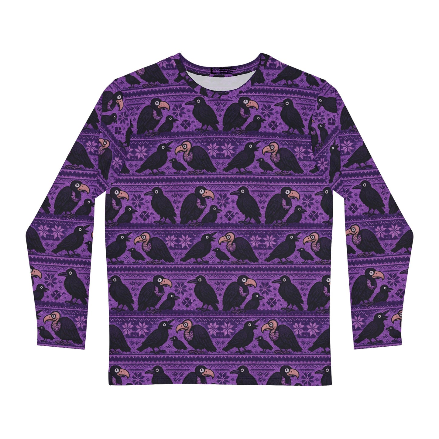 Long Sleeve Shirt - Vultures, Ravens, and Crows Ugly Sweater Look Dark Bird Gathering Whimsical