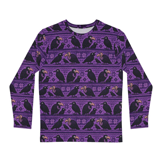 Long Sleeve Shirt - Vultures, Ravens, and Crows Ugly Sweater Look Dark Bird Gathering Whimsical