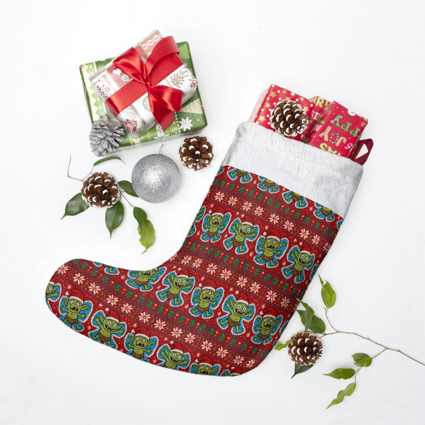 Troll Snow Angels Christmas Stocking